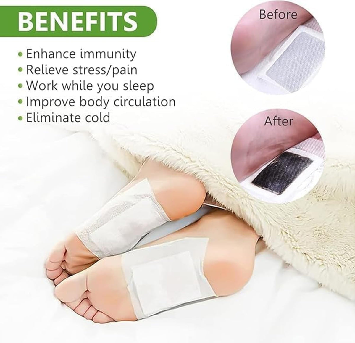 Kinoki Detox Foot Pads - Ginger & Salt Adhesive Patches for Foot Care